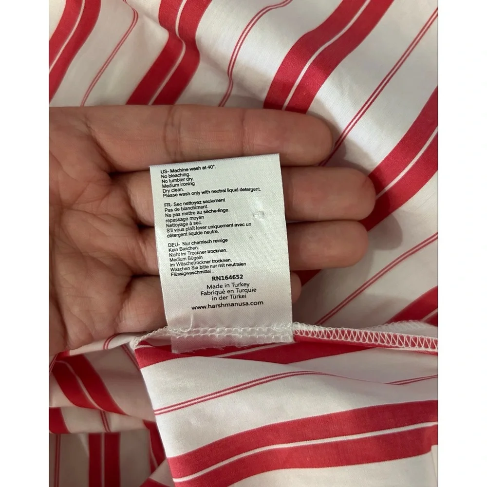 Anthropologie Harshman Woman’s COOPER Button up SHIRT Medium Red White striped - Picture 6 of 6